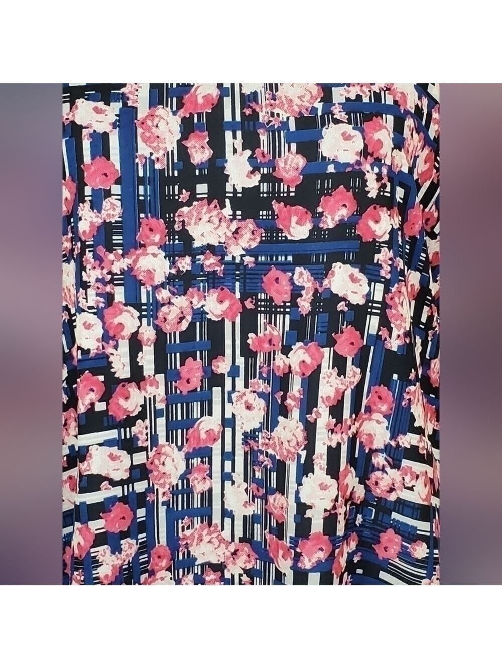 Floral patterened tank top, blue and pink, size L - Picture 4 of 7